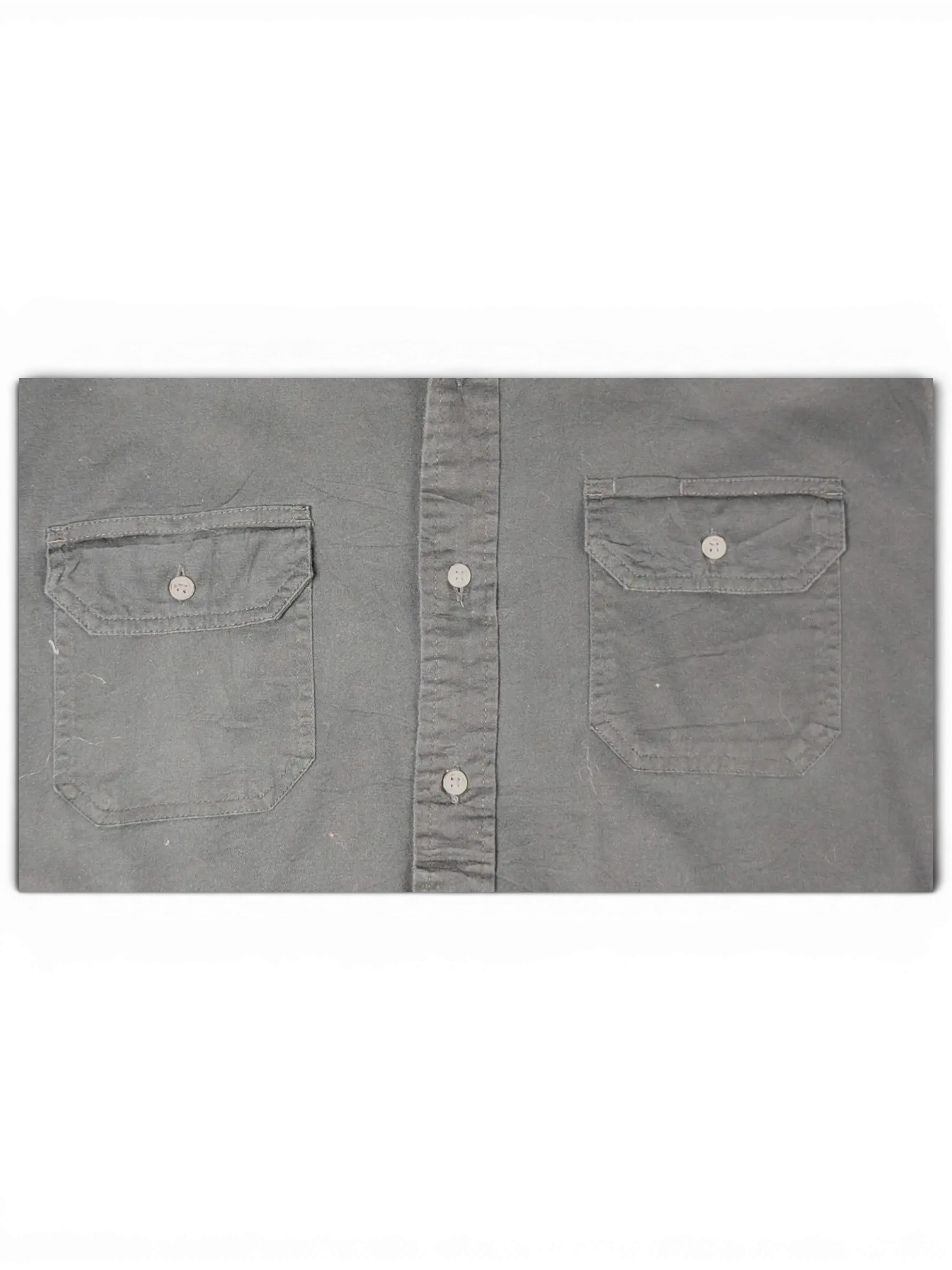 JAKE & IPI vintage Wrangler black utility shirt featuring two button-flap chest pockets and a button-front placket.