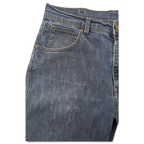 JAKE & IPI Wrangler blue denim jeans featuring classic five-pocket construction and copper rivets
