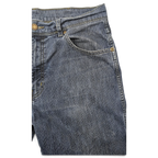 JAKE & IPI Wrangler blue denim jeans with classic five-pocket construction and metal button detail