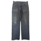 JAKE & IPI Wrangler blue denim jeans with classic five-pocket construction and a straight leg fit.