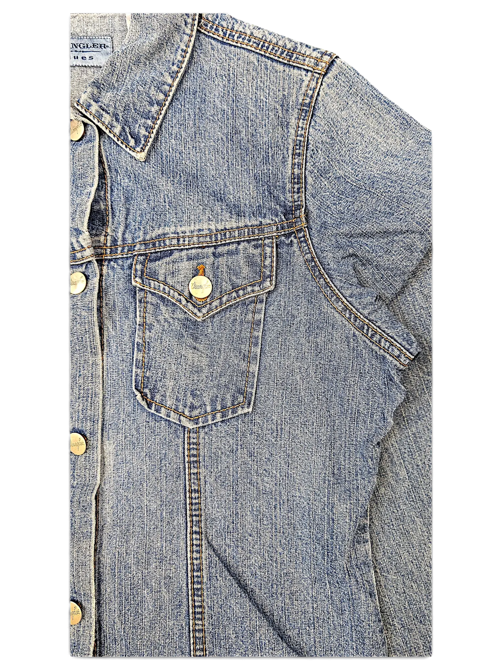 JAKE & IPI Wrangler blues light wash denim jacket with chest pocket and metallic buttons