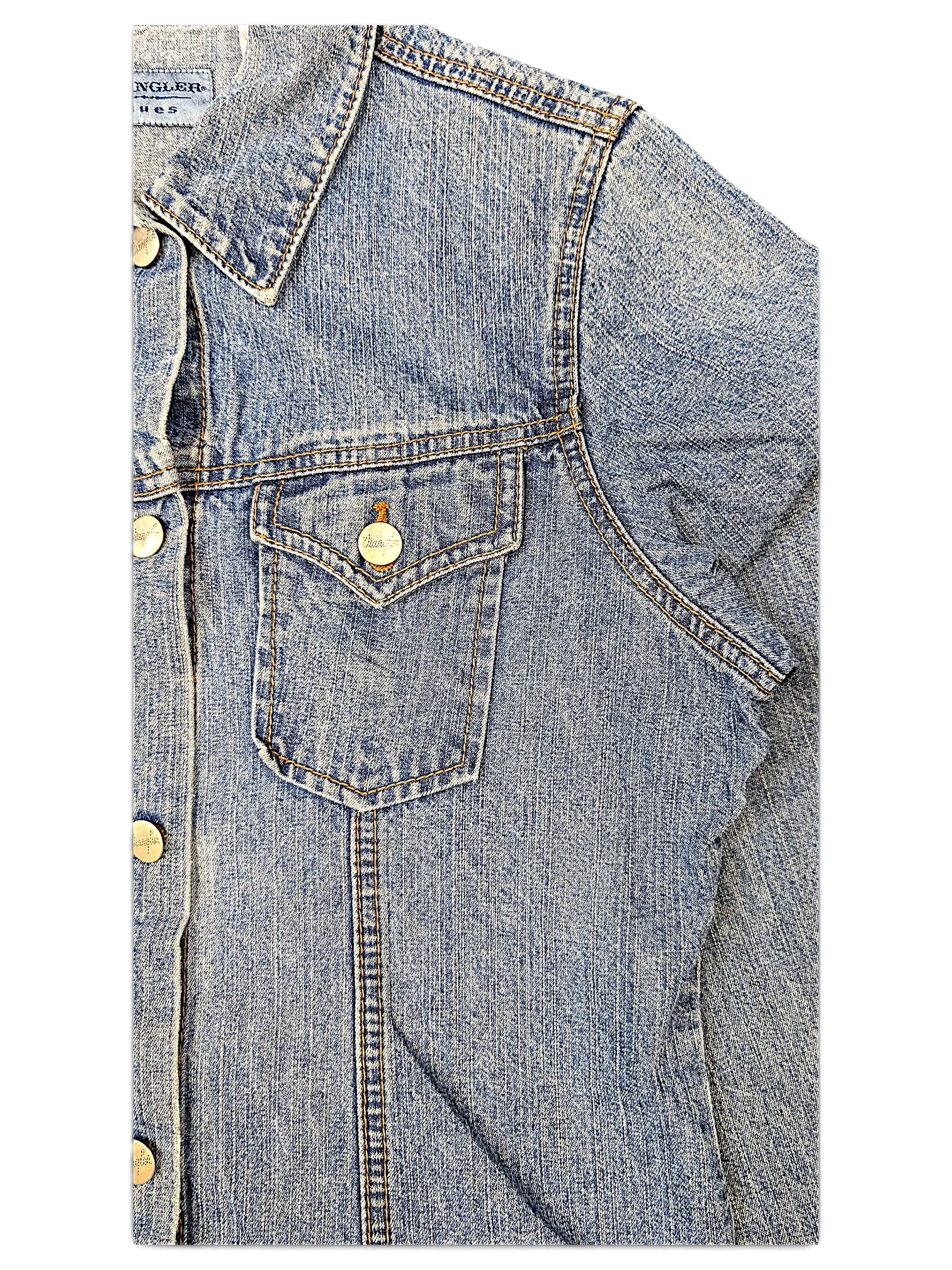 JAKE & IPI Wrangler blues light wash denim jacket with chest pocket and metallic buttons