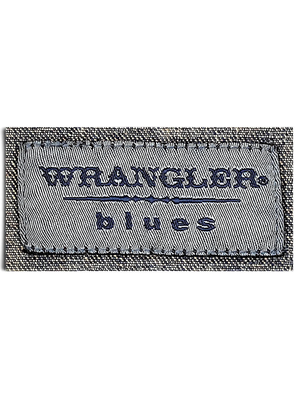 JAKE & IPI Wrangler blues denim jacket interior brand label on blue textured fabric