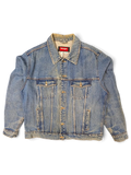 JAKE & IPI Wrangler Hero vintage blue denim jacket with button-up front, chest pockets, and classic collar.