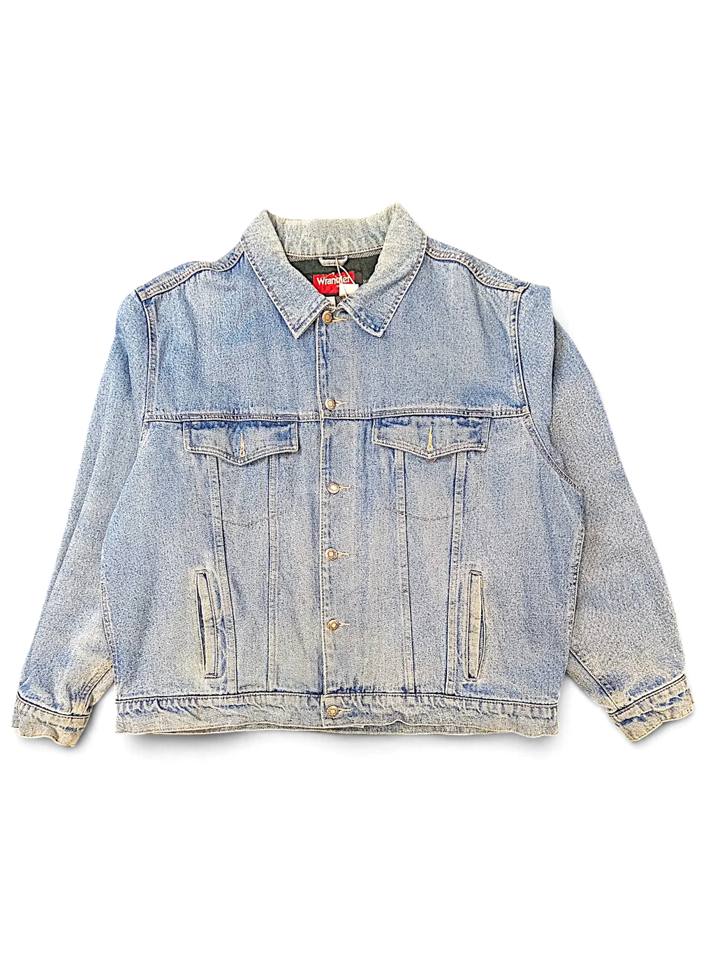 JAKE & IPI vintage light wash Wrangler denim jacket with quilted lining and Harley Davidson embroidery