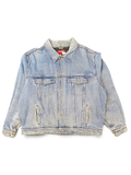 JAKE & IPI vintage light wash Wrangler denim jacket with quilted lining and Harley Davidson embroidery
