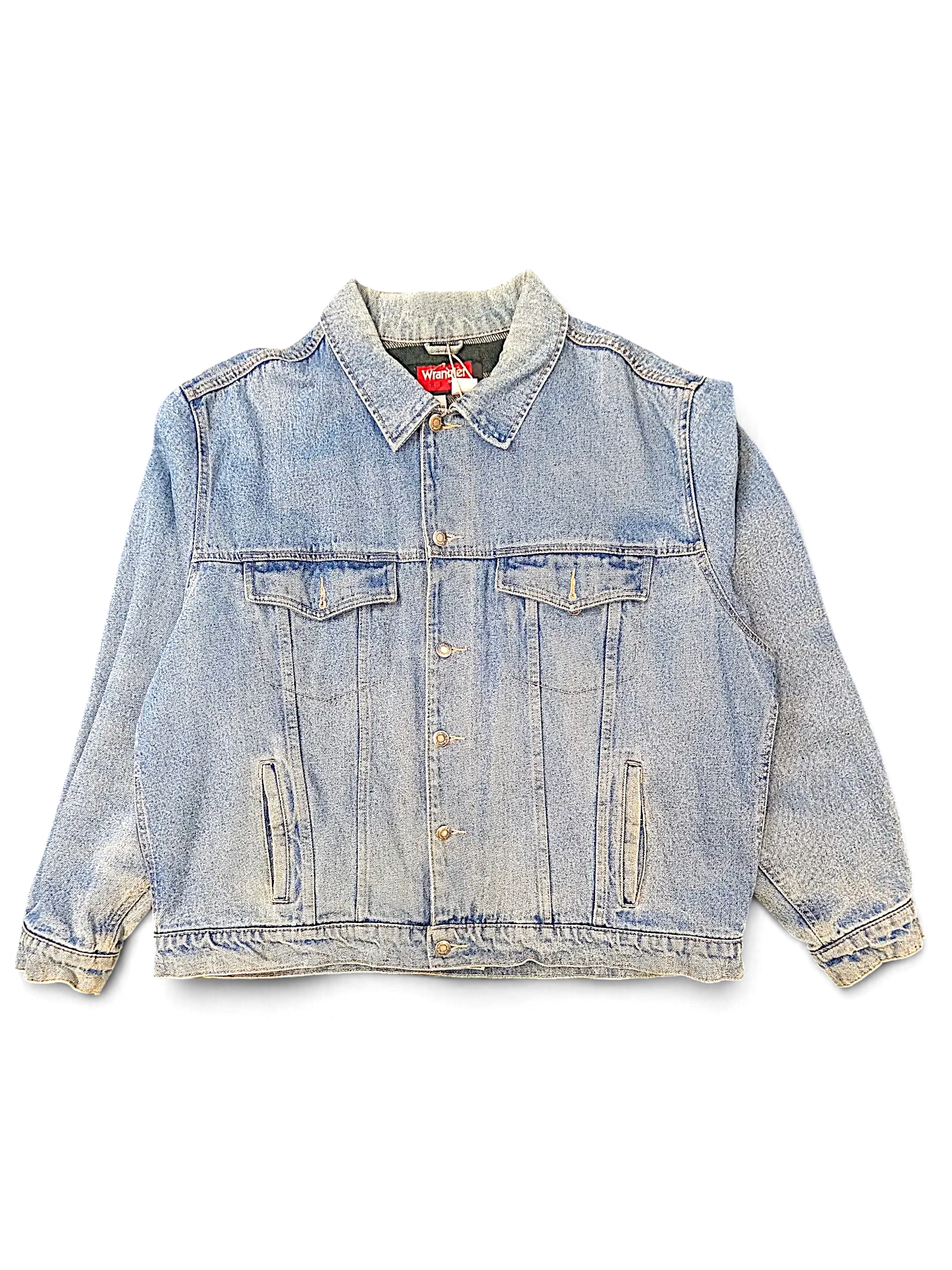 JAKE & IPI vintage light wash Wrangler denim jacket with quilted lining and Harley Davidson embroidery