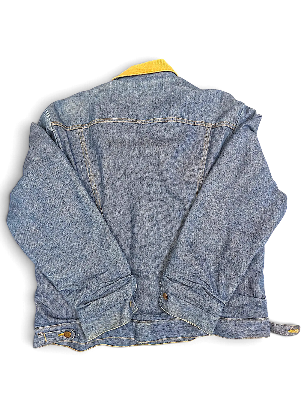 JAKE & IPI vintage Wrangler 80s 90s blue denim sherpa jacket with tan corduroy collar, back view