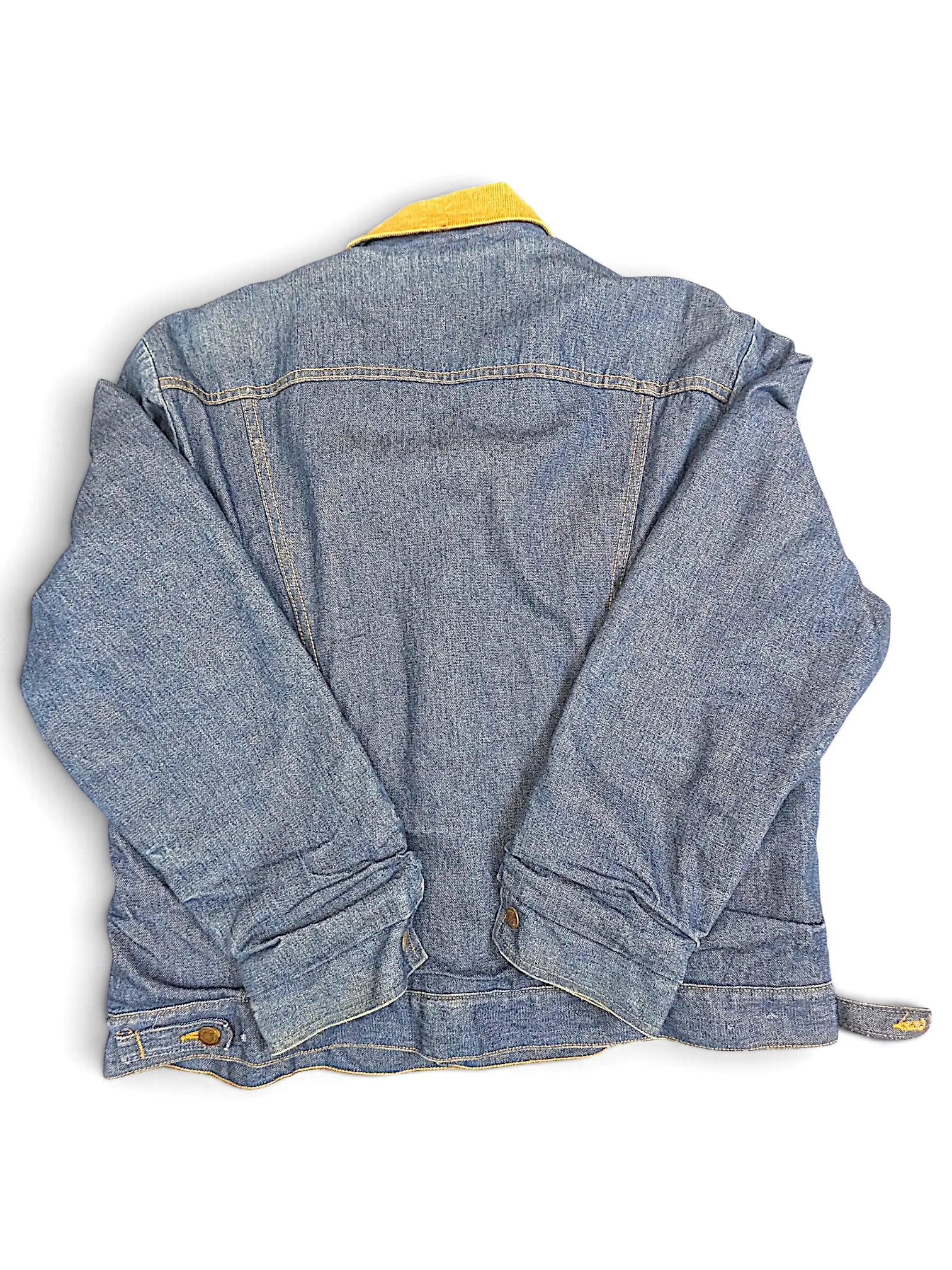 JAKE & IPI vintage Wrangler 80s 90s blue denim sherpa jacket with tan corduroy collar, back view
