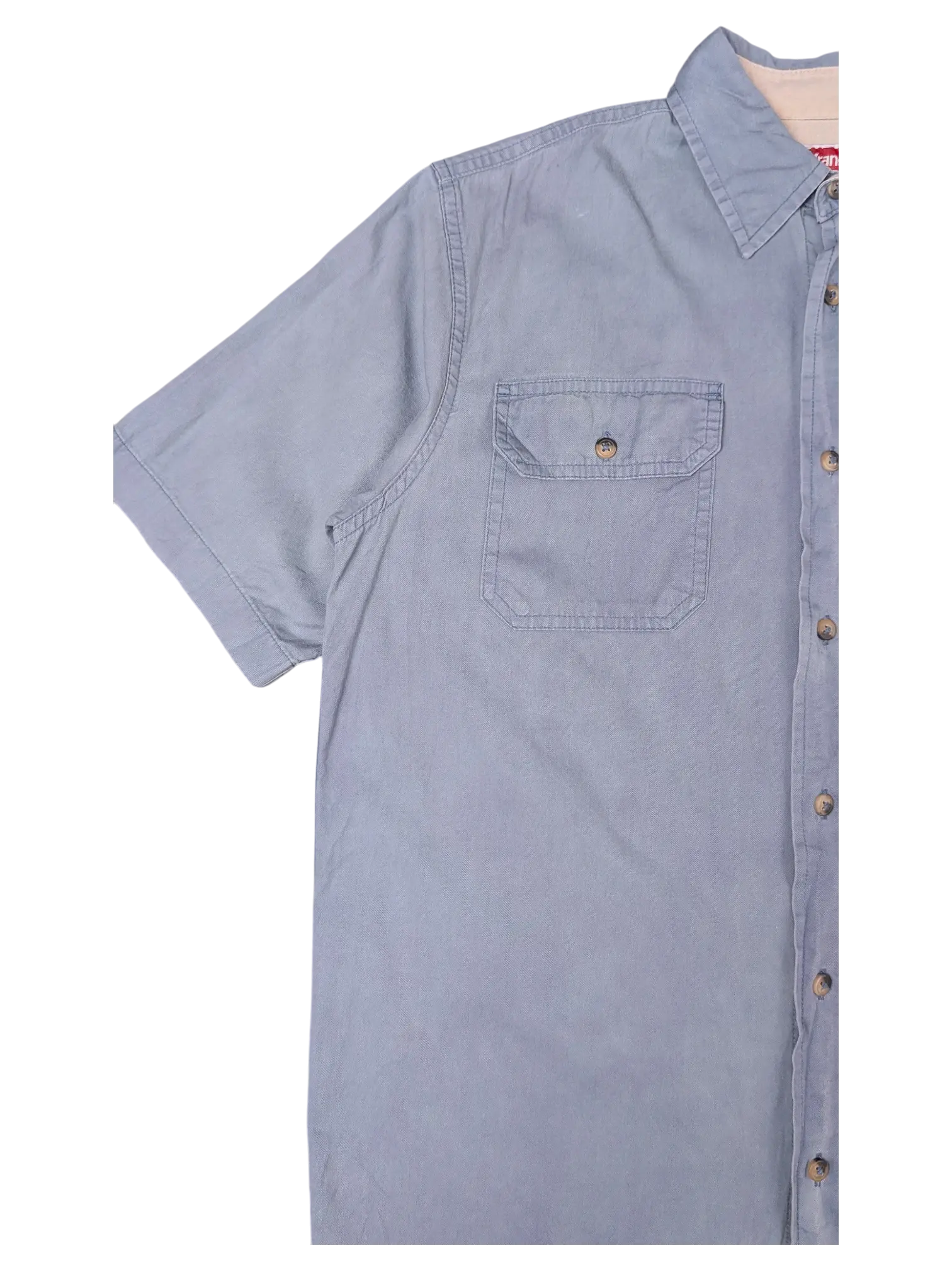 JAKE & IPI vintage Wrangler grey short sleeve button-front utility shirt with a chest pocket