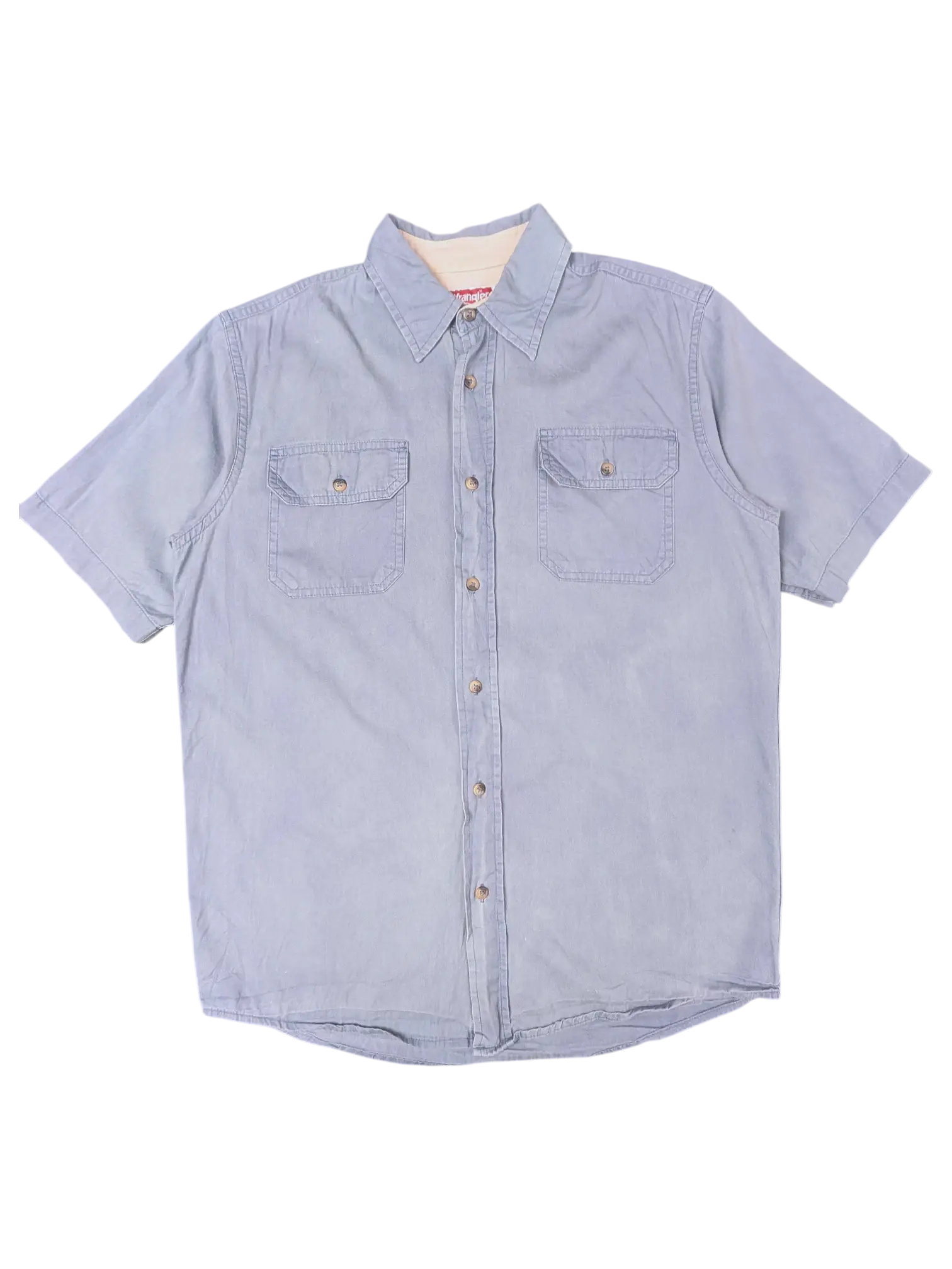 JAKE & IPI vintage Wrangler grey short sleeve button-front utility shirt with two chest pockets
