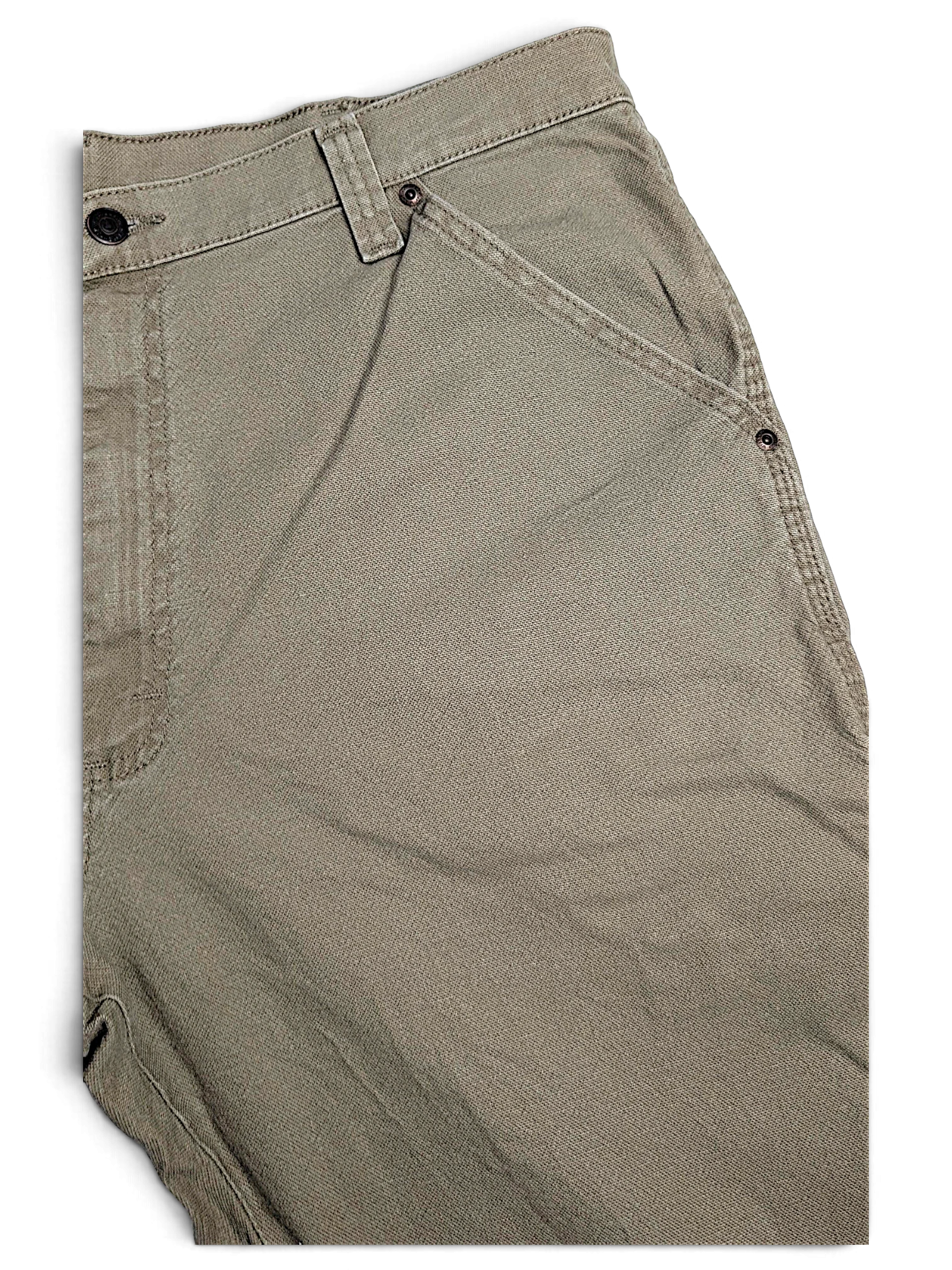 JAKE & IPI pre-owned Wrangler khaki beige carpenter pants featuring durable stretch-cotton workwear fabric