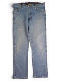 JAKE & IPI Wrangler regular fit light wash blue denim jeans with a classic straight leg cut.