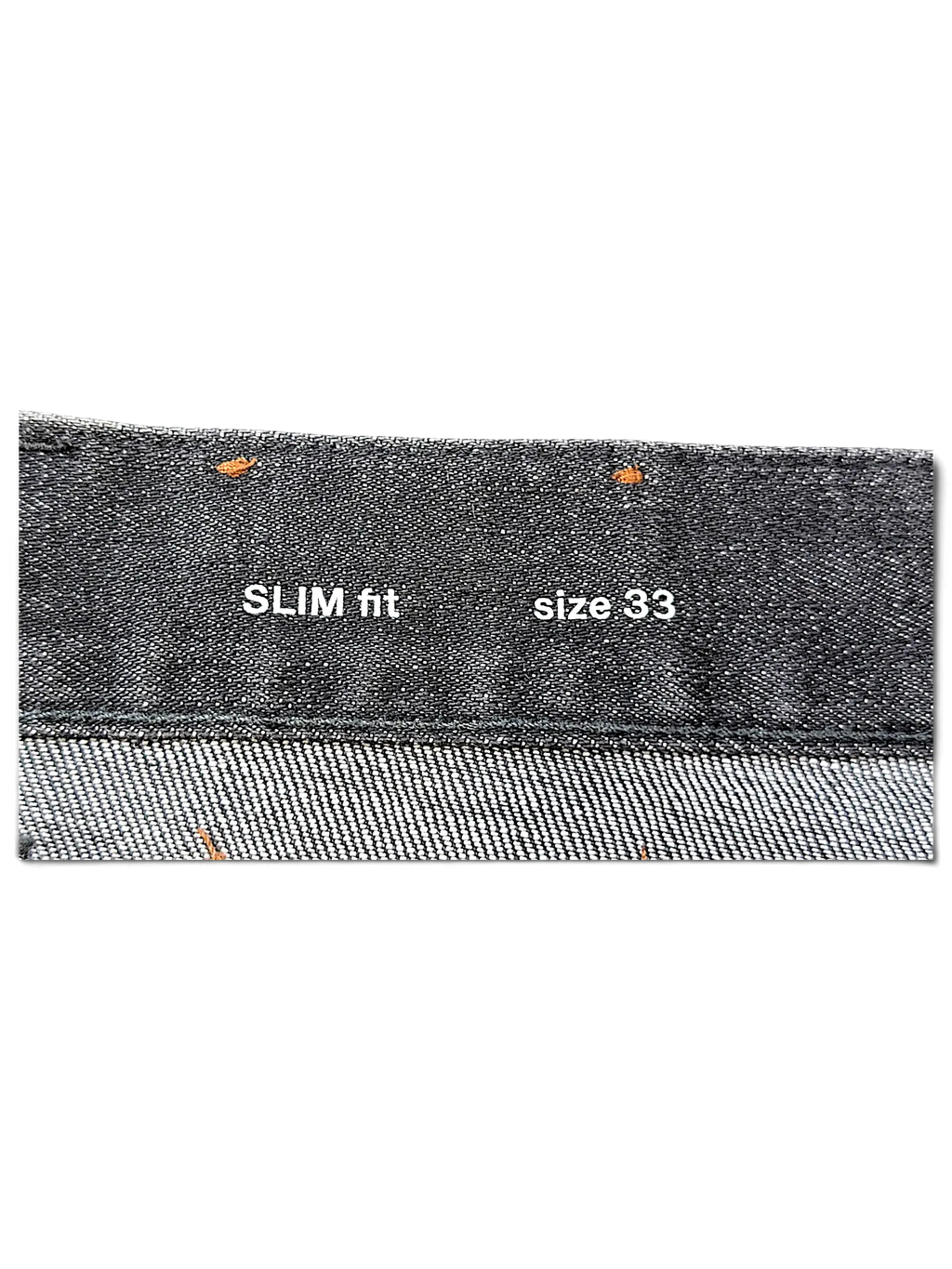 JAKE & IPI IBE Zegna slim fit jeans in dark grey denim with size 33 label detail