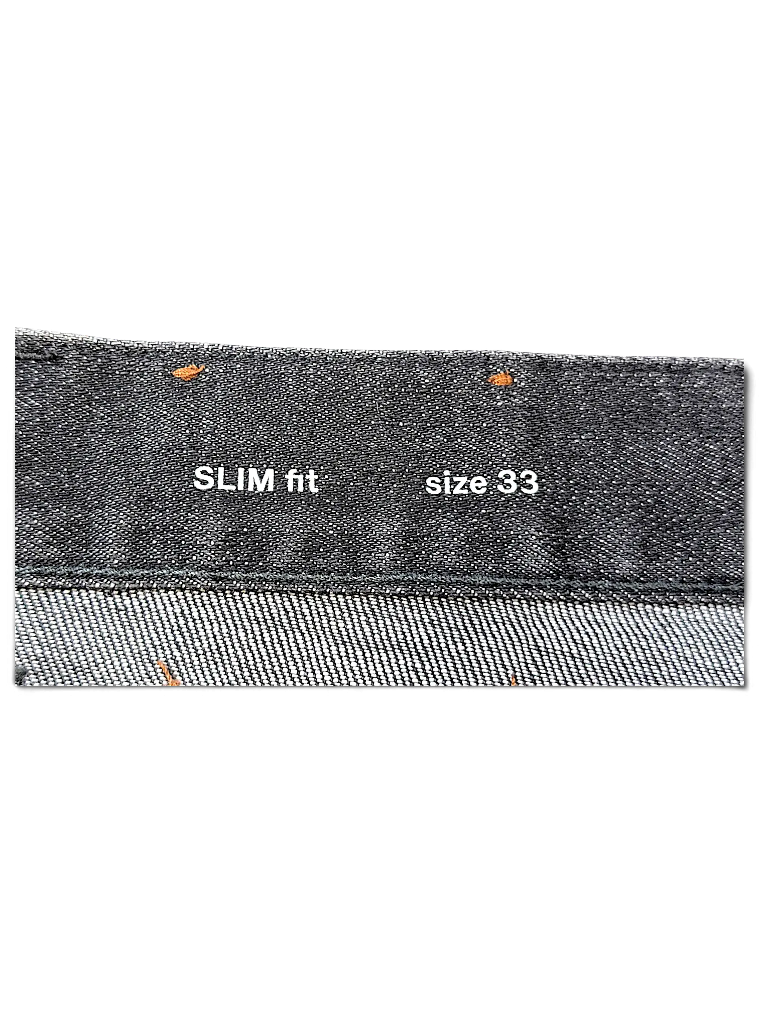 JAKE & IPI IBE Zegna slim fit jeans in dark grey denim with size 33 label detail
